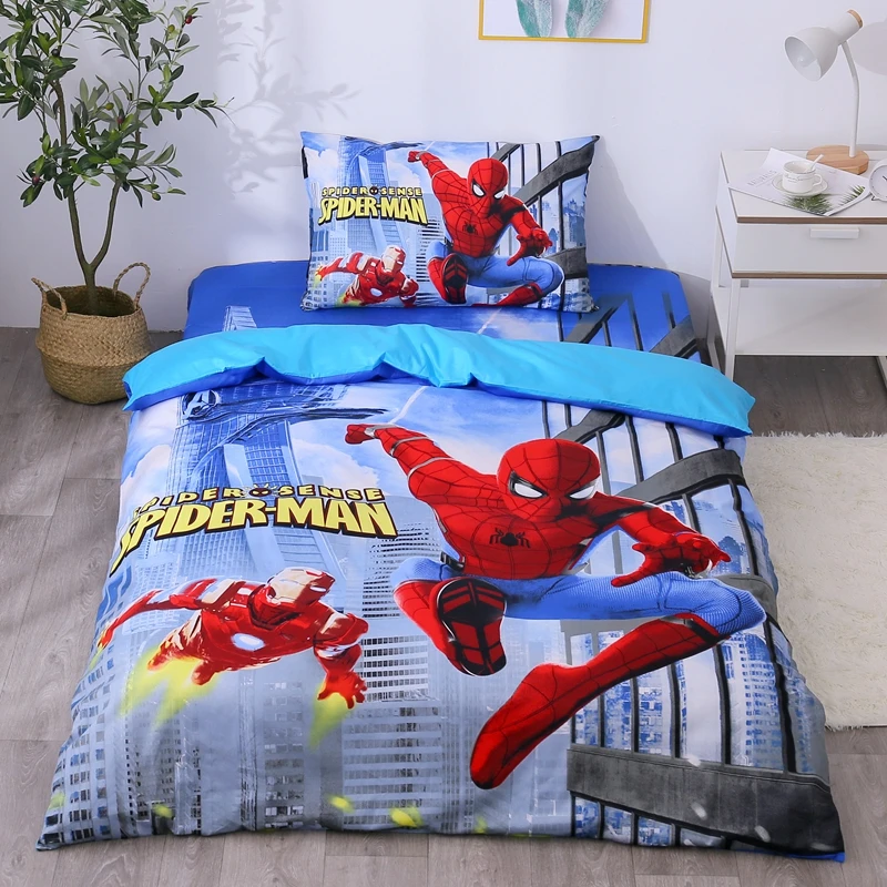 Cartoon Spiderman Bedding Set Boy Girls The Avengers Duvet Cover Set Princess Bed Linen Bedclothes Student Dormitory Beds Bedding Sets Aliexpress