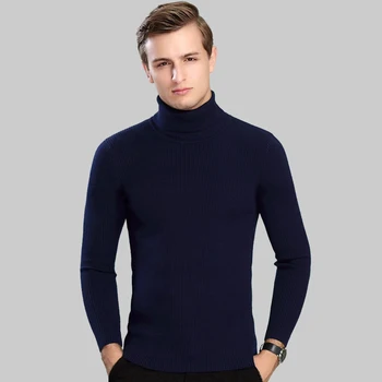 

2019 New Autumn Winter Sweater Men Turtleneck Solid Color Knitwear Men's Fashion Handsome Pullover Vertical Slim Casual Sweater