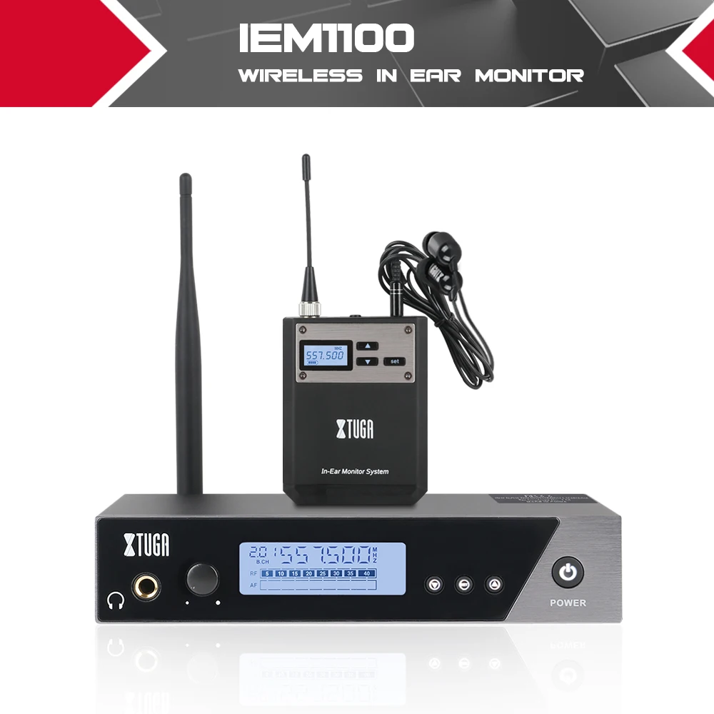 XTUGA IEM1100 весь мета одноканальный UHF Беспроводной в ухо монитор системы 40 частот выбор идеально подходит для сцены