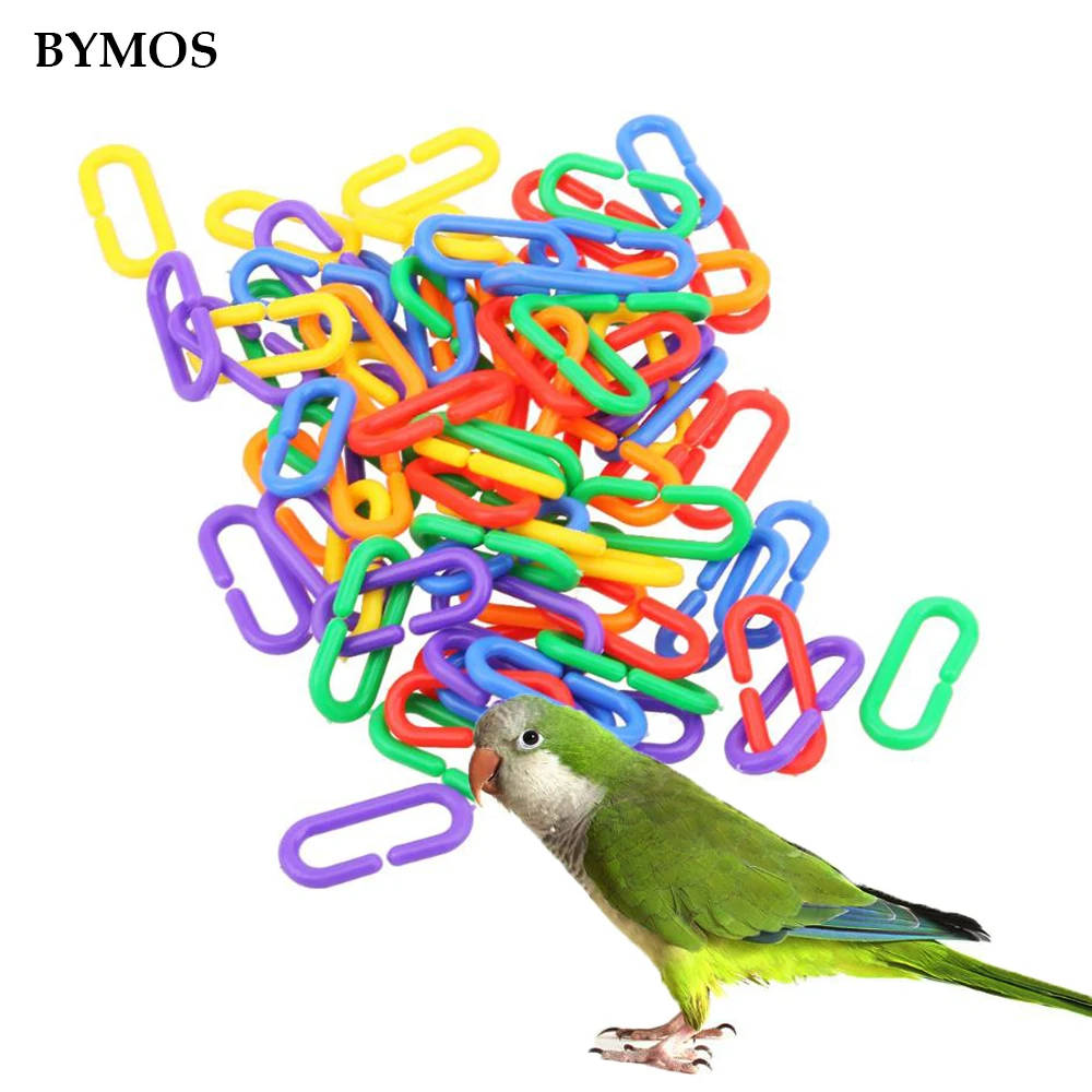 

100PCS/lot Plastic Parrot Toys C-clips Hooks Chain C-links Sugar Glider Rat Parrot Bird Toy Parts Parakeet Bird Accessories