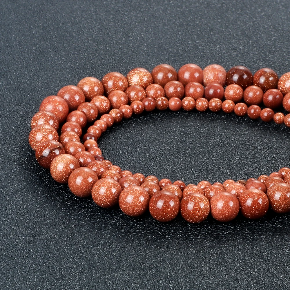 Blue Green Sandstone Goldstone Beads for Jewelry Making - Round Loose Beads in Natural Stone, Ideal for DIY Bracelets and Necklaces, Available in 4/6/8mm