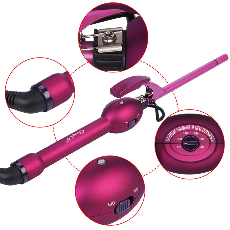 Mini ondulador de cabelo, 9mm varinha de