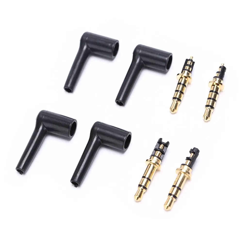 2pcs/lot 90 Degrees 3.5mm Stereo Headset Plug Jack 3 4 Pole 3.5 Gold Plated Black Audio Plugs Jack Adaptor Connector
