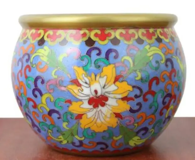 Китайский Тибетский Бронзовый Cloisonne голова льва горшок благовония горелка статуя