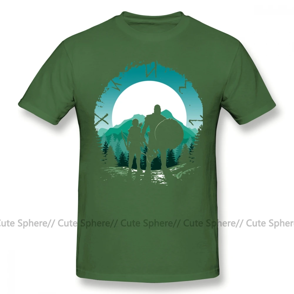 Футболка с принтом «Бог войны» Кратос и футболка для сына, футболка с графическим принтом, потрясающая Классическая хлопковая футболка с короткими рукавами, большие размеры - Цвет: Army Green