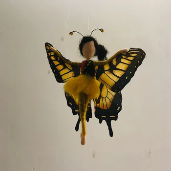 

Wool Felt DIY Handmade Hand Made Yellow Butterfly Fairy Doll Material Bag Home Pendant Gift Fieltro Filc Vilt