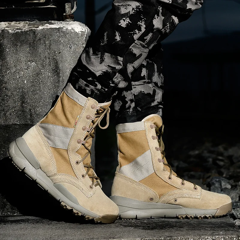 Anti-sand Combat Military Boots Men Outdoor Travel Climbing Hiking Shoes Mens Shockproof Waterproof Army Desert Tactical Boots