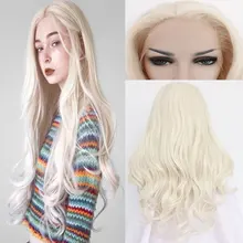BM Body Wave Synthetic 13*4 Lace Front Wig Glueless White Color#60 Heat Resistant Fiber Hair Free Parting For Women Party Wigs