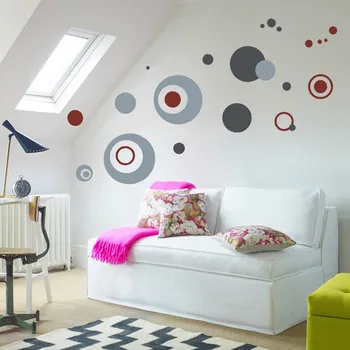 

Design Abstract European Bordeaux Circle Wall Decal Decorative Adesivo De Parede Removable PVC Wall Sticker