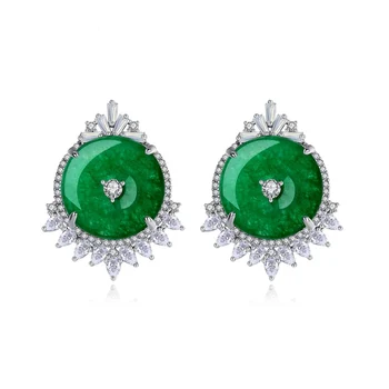 

LUALA 2020 New Design Attractive Stud Earring High Quality AAA Zircon Fashion Jewelry Green Stone Bijoux for Women Wedding