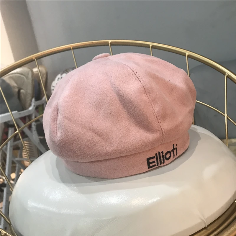 Lugentolo Gorros Mujer Invierno, сетчатый красный берет, осенняя и зимняя дикая восьмиугольная кепка, замшевая шапка в виде тыквы, шапка художника