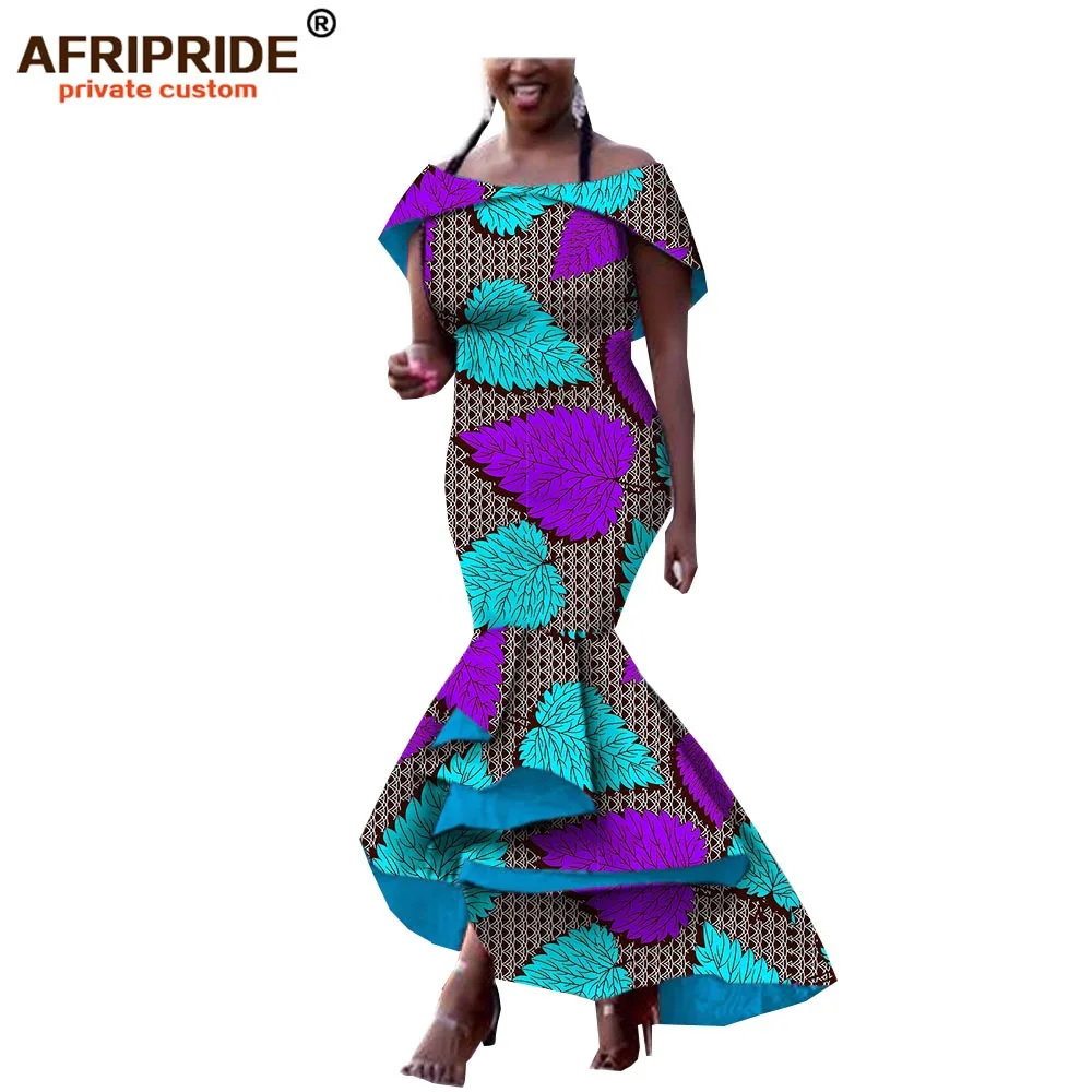 Afripride осеннее Африканское женское платье на заказ с открытыми плечами длиной до щиколотки, платье-труба, официальный стиль, чистый хлопок, A722546