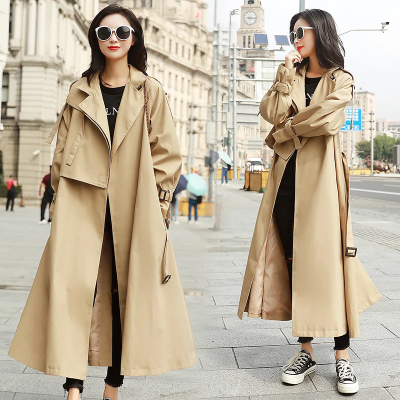 

Milinsus 2019 Autumn Trench Coat Women plus size Khaki Vintage Fashion Casual Female long coats Korean Outwear Loose Clothing