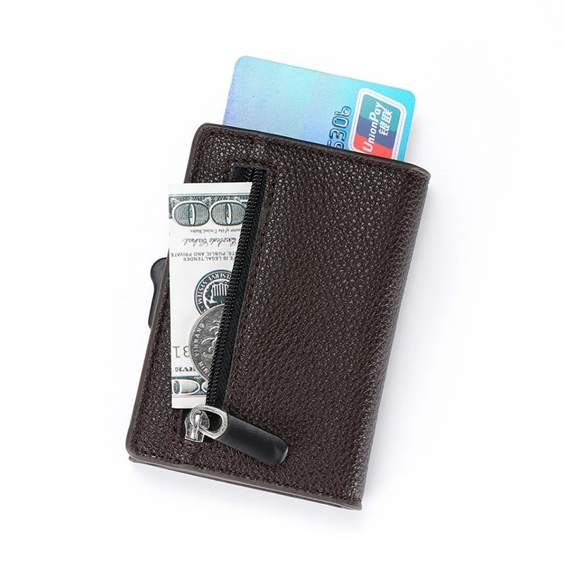 Хаки Rfid держатели для карт, мужские кошельки, унисекс, мини кошелек, тонкая сумка для денег, мужская, Ретро стиль, короткая, женская, маленькая, из искусственной кожи, тонкая коробка, Прямая поставка - Цвет: Хаки