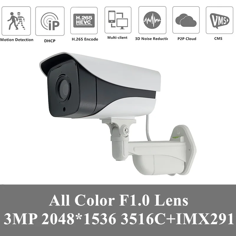 2 шт. F1.0 IP наружная цилиндрическая камера Sony IMX291 + 3516CV300 StarLight 3MP 2048*1536 все цвета 48 В