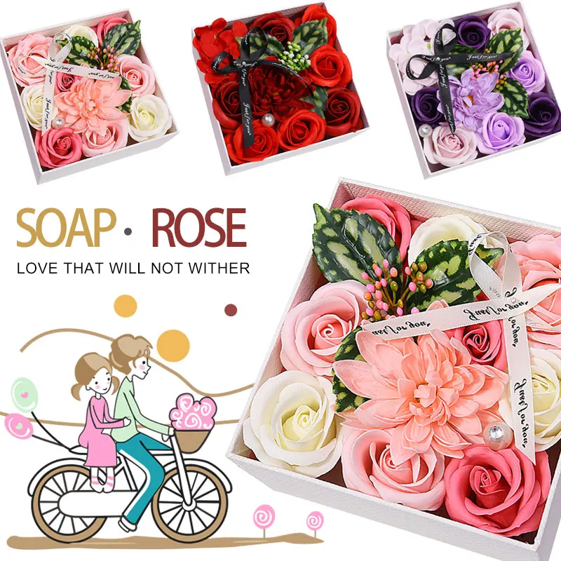 

Heart-shaped Rose Soap Flower Boxed Wedding Valentine's Day Gift Romantic Bouquet Home Decoration Hand Flower Art Festival Gift