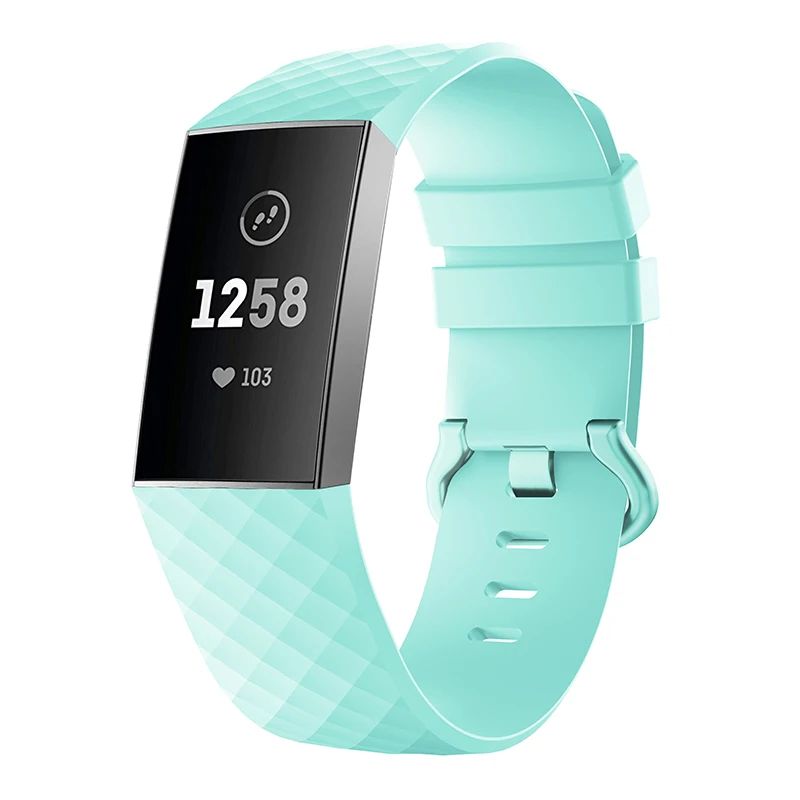 Однотонный силиконовый сменный ремешок для смарт-часов, ремешок для Fitbit Charge 3, ремешок для браслета, подходит для битов - Цвет ремешка: Светло-голубой