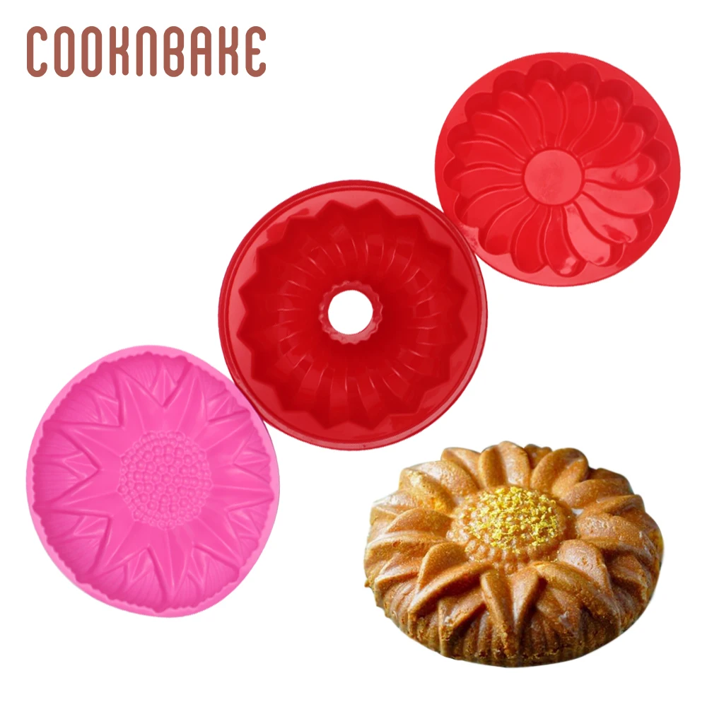 

COOKNBAKE Silicone Mold for big Cake 3pc/set round cakes pastry baking form 3D Large flower bread pizza pan DIY birthday party