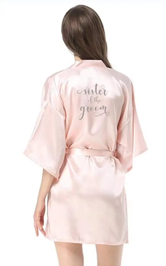 Розовый халат серебряное пишущее кимоно девичник Пижама для вечеринки свадебное платье подружки невесты халат жениха - Цвет: pink sister groom