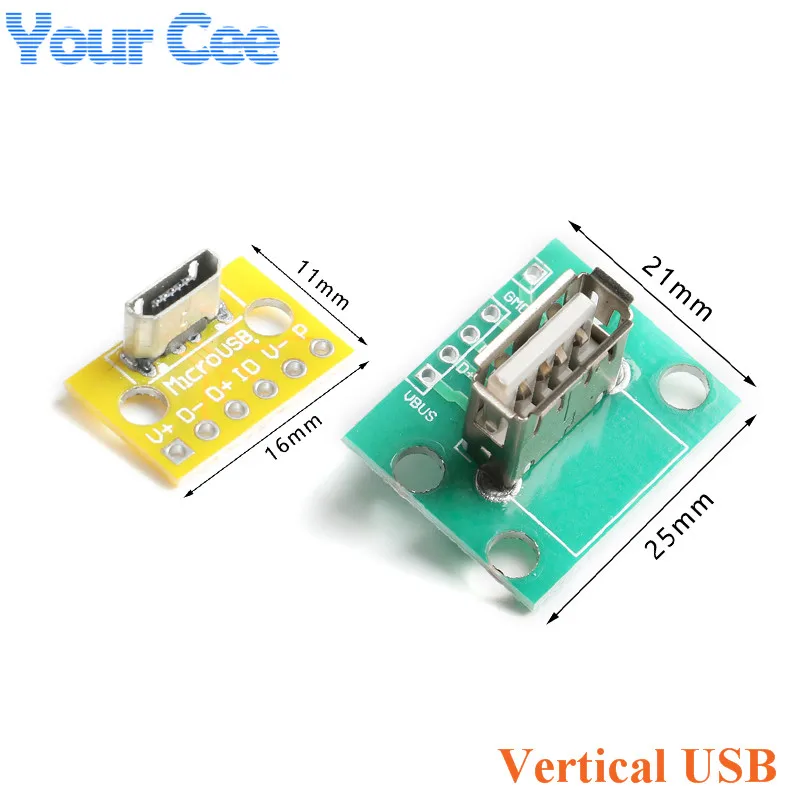 Вертикальный USB-переходник MiCroUSB Micro USB 2 0 гнездовой разъем 54 мм печатный