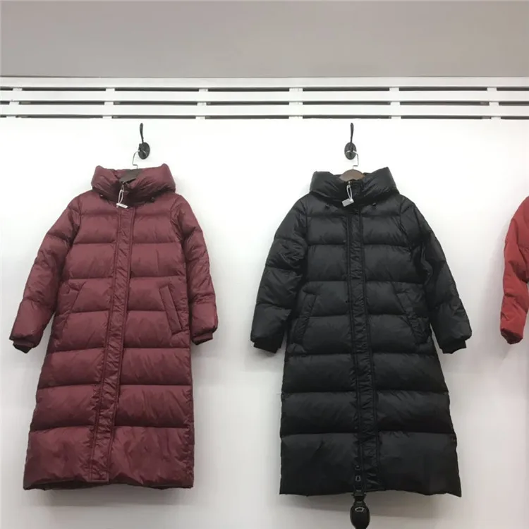Off Season down Jacket Women's Mid-length over-the-Knee Thick Bright Surface White Duck down Fashion Korean-style Slim Fit