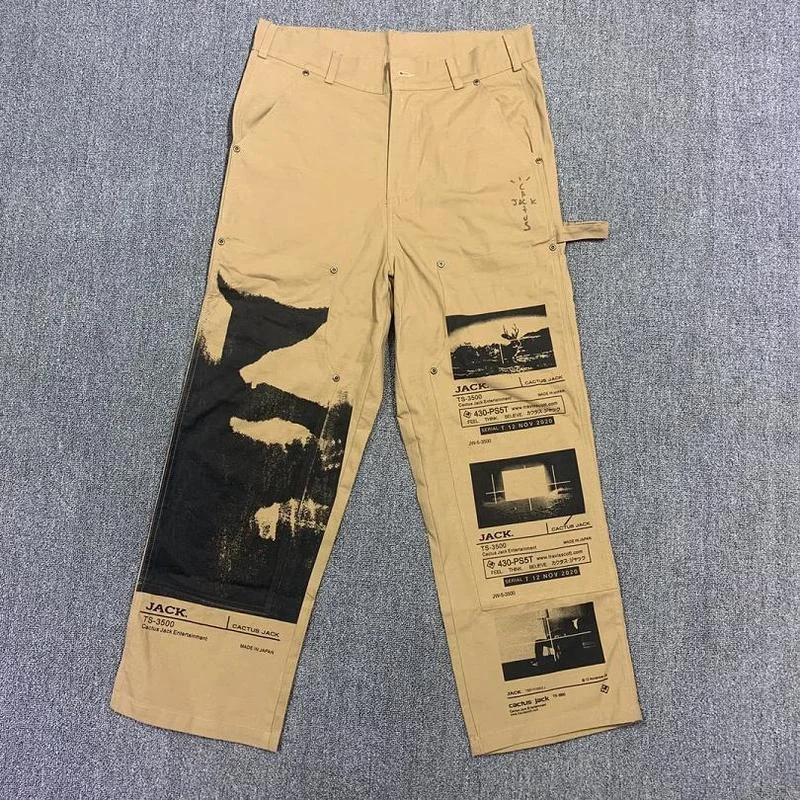 

21SS graphic printing pants baggy jeans loose fit Cactus Jack pant hip hop wholesale clothes pants