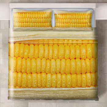 

3Pcs/Set Corn French fries Food Bedding Set Sheet Children Room Bed Sheet Pillow case Bedding Set