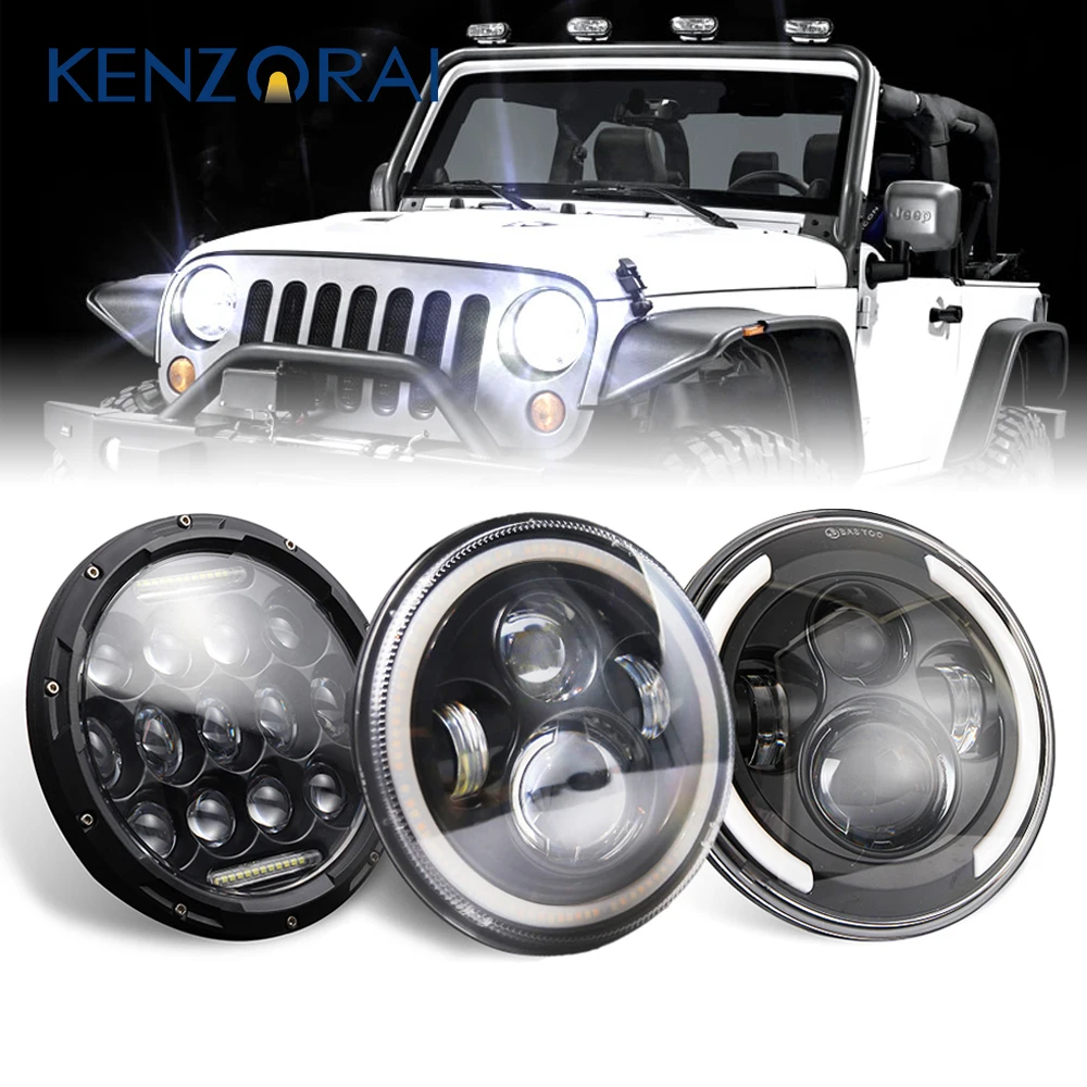 

2 pcs 7 inch LED with low / high beam DRL angel eyes for SUV Lada Niva Urban Jeep Wrangler 4x4 OffRoad Suzuki Samurai Headlight