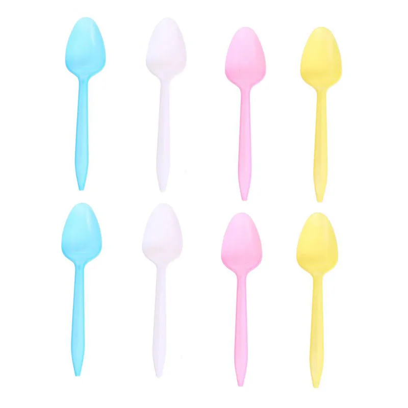 Plastic Spoon 80 шт. пластиковый нож Единорог вилка ложка одноразовая посуда мультяшный Единорог вечерние Товары для детей на день рождения - Цвет: Plastic Spoon