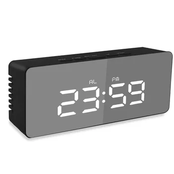 

LED Mirror Alarm Clock Digital Snooze Table Clock Wake Up Light Electronic Large Time Temperature Display Home Decoration Clock