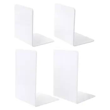 

2Pcs White Acrylic Bookends L-shaped Desk Organizer Desktop Book Holder School Stationery Office Accessories
