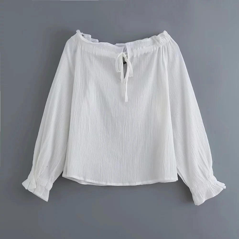 Увядшие blusas mujer de moda Англия простой сплошной искусственный шелк хлопок slash шеи соблазнительное кимоно блузка женские топы и блузки