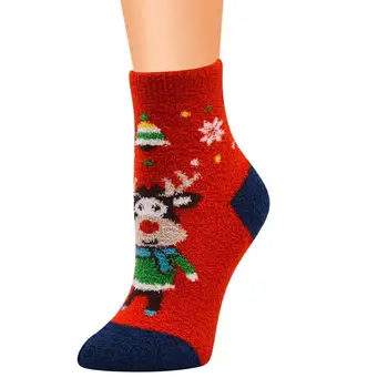 

1 Pair Christmas Socks Santa Claus Print Keep Warm Socks Christmas Socks Long Happy New Socks Casual Nylon Thicken Year Kni U9B2
