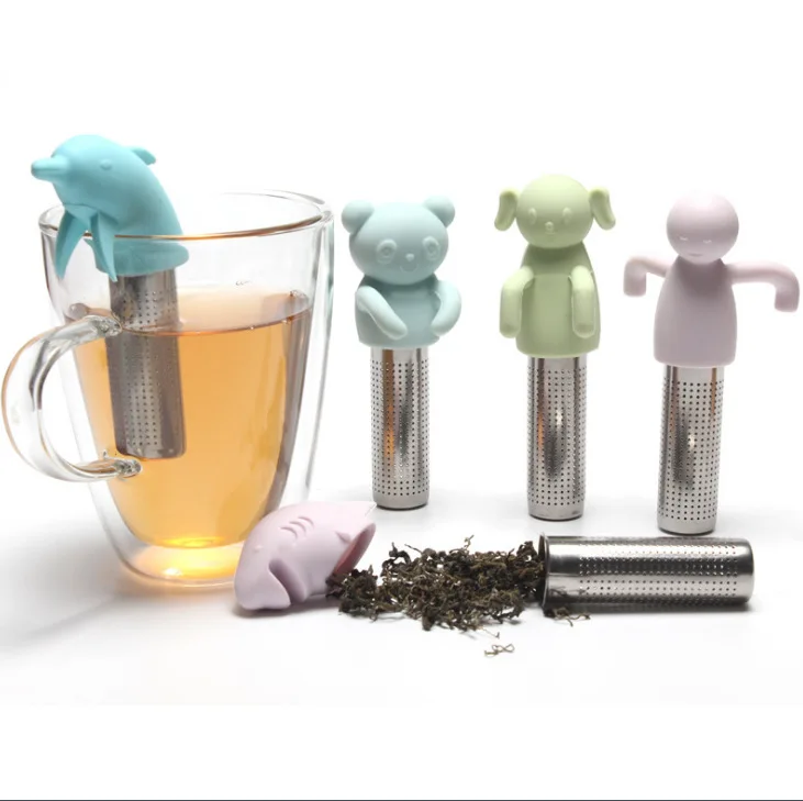 Factory Wholesale Glass Filter Stainless Steel Creative Tea Strainer Silica Gel Tea Hold Stainless Steel Tea Compartment Straine