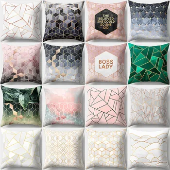 

2020 Green Black Pink Beige Geometric Cushion Cover Decorative Pillowcases Sofa Bed Living Room Home Decor Summer Fresh Style