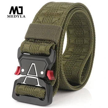

MEDYLA Men's Military Nylon Belt Hard Metal Buckle Classic Tactical Belt Soft Real Nylon 3.8cm Outdoor Sports Belt Dropshipping