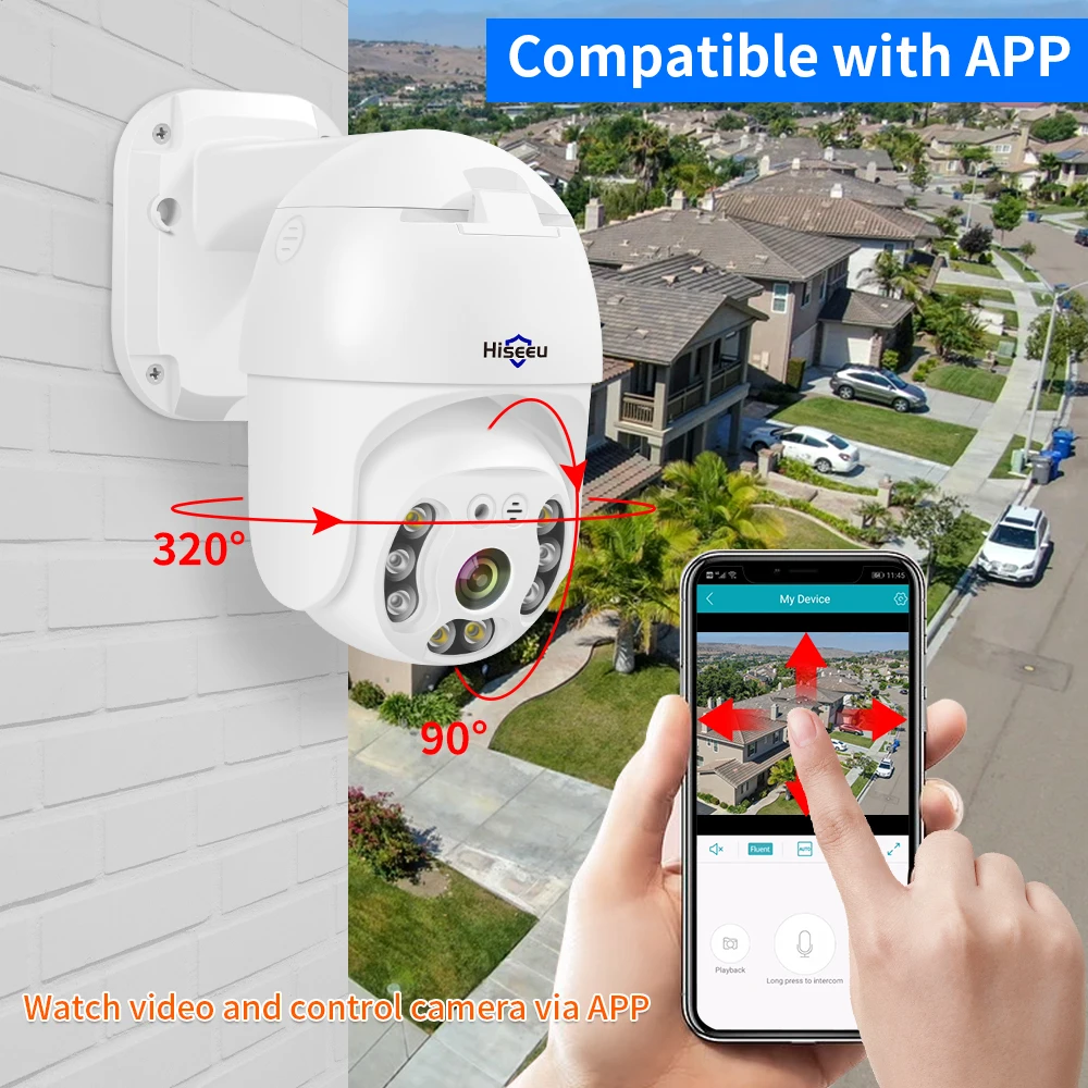 Hiseeu 4MP 5MP 8MP POE PTZ IP CCTV Surveillance Camera Digital ZOOM Waterproof ONVIF 4K Camera 2-Way Audio Face Detection