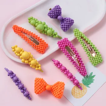

1PC Colorful Beads Hairpins Barrettes Irregular Geometric Hairclip Sweet Headwear Hairgrip Jewelry Hair Styling Accessories Tool