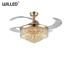 Хрустальный потолочный вентилятор, современный тихий свет, 42 дюйма, для гостиной, конференц-зала, гостиной, отеля, дистанционное управление, 220 В, роскошный золотой вентилятор, лампа