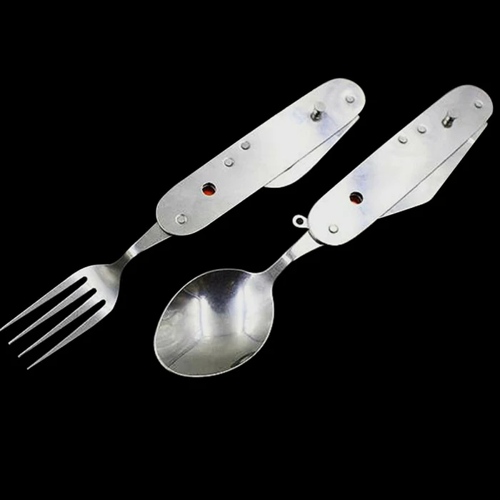 Портативная Складная посуда 3 в 1 из нержавеющей стали, ложка, вилка, нож, многофункциональный инструмент для кемпинга, пикника, набор P7Ding