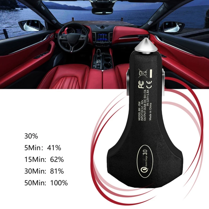 Двойной USB QC 3,0 Автомобильное зарядное устройство для телефона type-C Быстрая зарядка для iPhone Xiaomi SamSung HuaWei Phone
