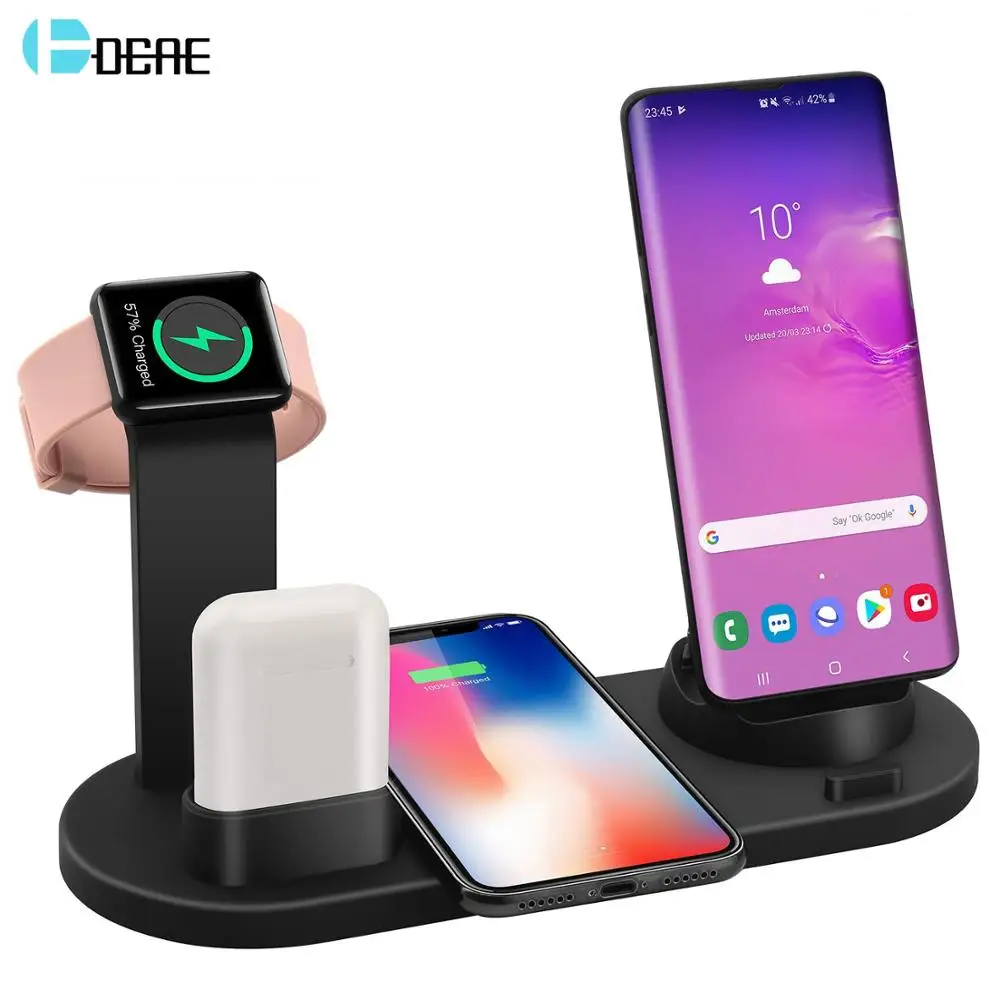 Comprar DCAE 3 en 1 estación de carga inalámbrica para Apple Watch iPhone X XS XR MAX 11 8 7 6s Airpods 10W Qi soporte de cargador rápido