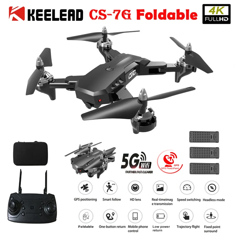 $58.92 KEELEAD CS7G GPS Drone 4K FPV Quadcopter Foldable arm 5G WIFI Camera Drones GPS Positioning Follow