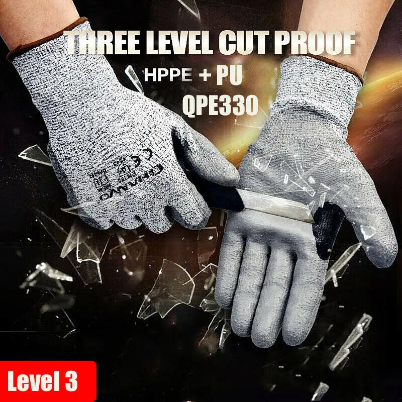 Защитные рабочие перчатки с покрытием, устойчивые к порезам, 3 уровня, анти-порезные перчатки, безопасные рабочие перчатки