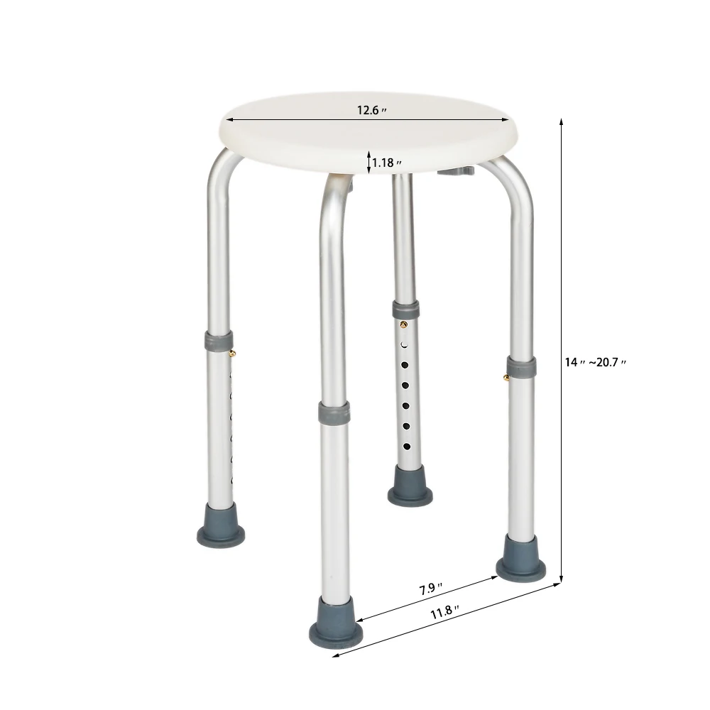 

7 Levels Adjustable Round Shower Stool Aluminum Alloy Chair for Elderly TP899