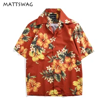 MATTSWAG Tropical Hawaiian Shirts for Men Floral Vintage Shirts Summer Men Button Up Short Sleeve Aloha Beach Mens Casual Shirt