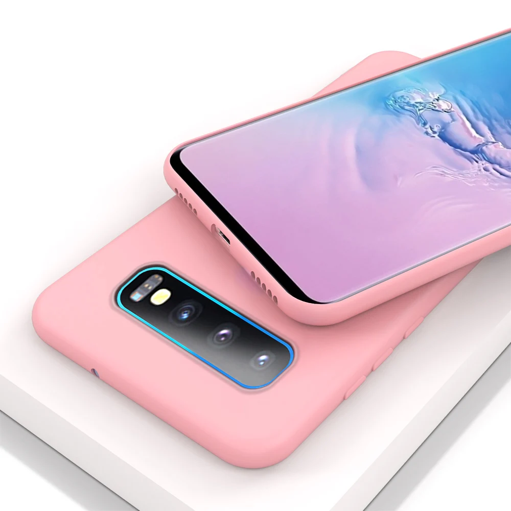 Розовый Ультратонкий силиконовый чехол для SAMSUNG Galaxy S10 S9 S8 S11 Plus S10e S11e Note 8 9 10 5G чехол - Цвет: Розовый