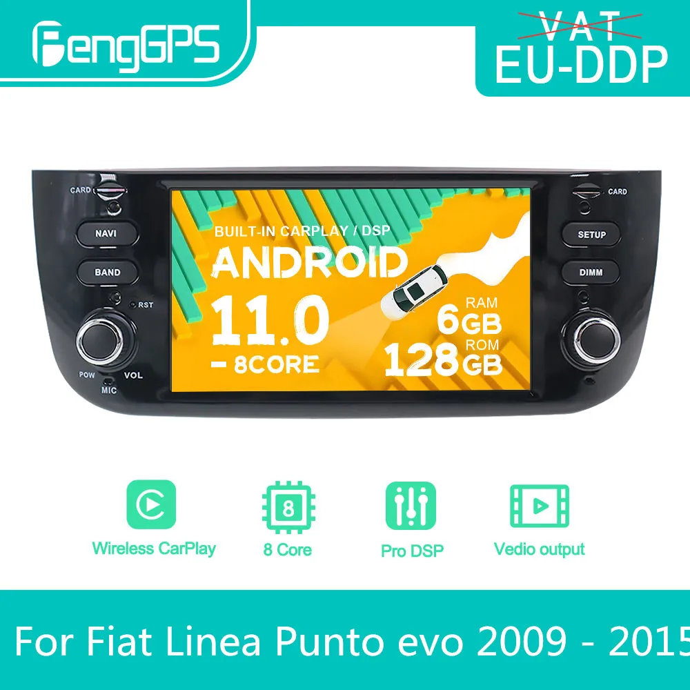 Per Fiat Linea Punto Evo 2009 - 2015 Android Autoradio Stereo Dvd Lettore Multimediale 2 Din Autoradio Gps Navi Px6 Schermo Unità