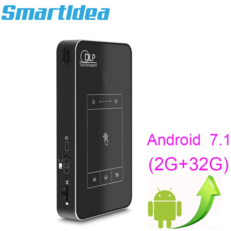 Новейший умный проектор Android 7.1.2 Mini DLP светодиодный домашний кинотеатр 2 Гб ОЗУ Full