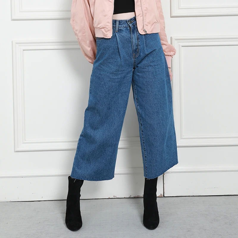 

Autumn Winter Women Denim Pant High Waist Loose Comfort 100% Cotton Female Lady Jeans